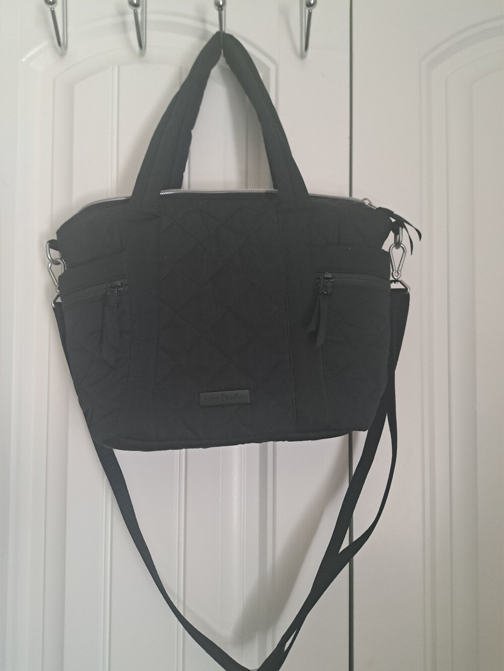 VERA BRADLEY quilted multi strap purse crossbody black tote floral lining travel